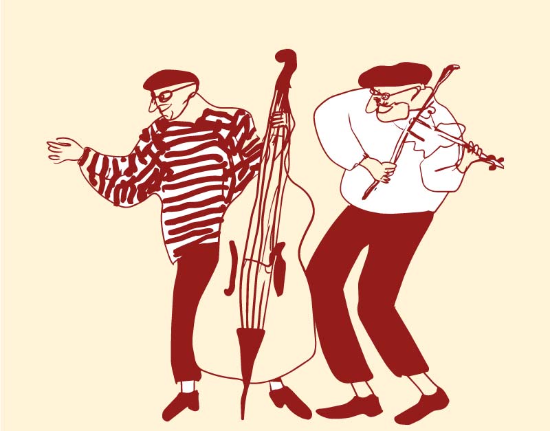 Illustration: zwei ältere Herren musizieren lebhaft