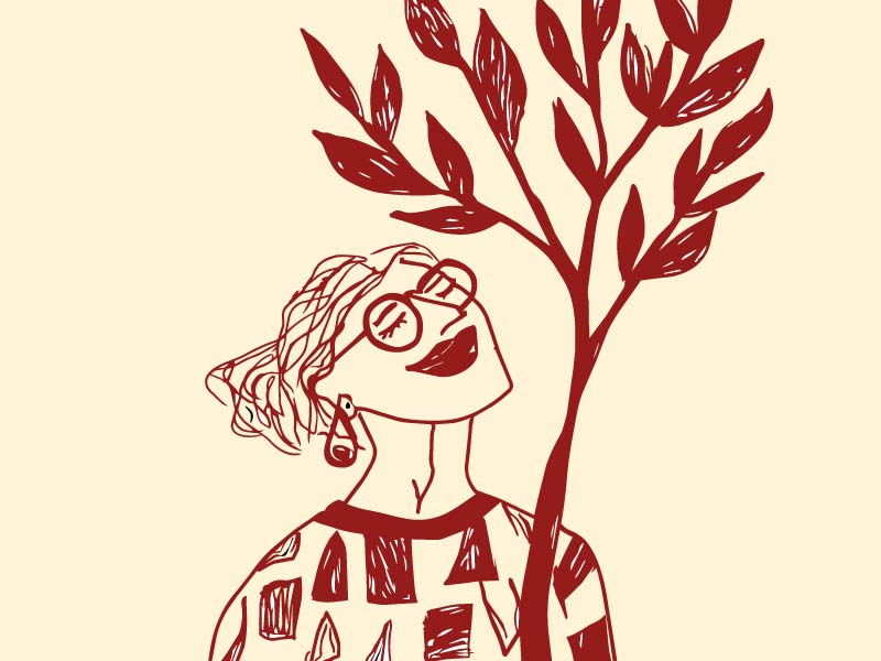 Illustration einer Frau in der Natur