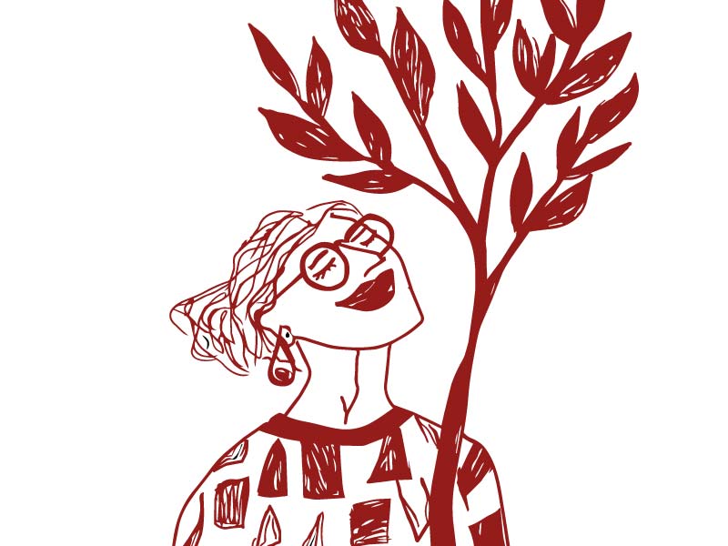 Illustration von Frau in der Natur
