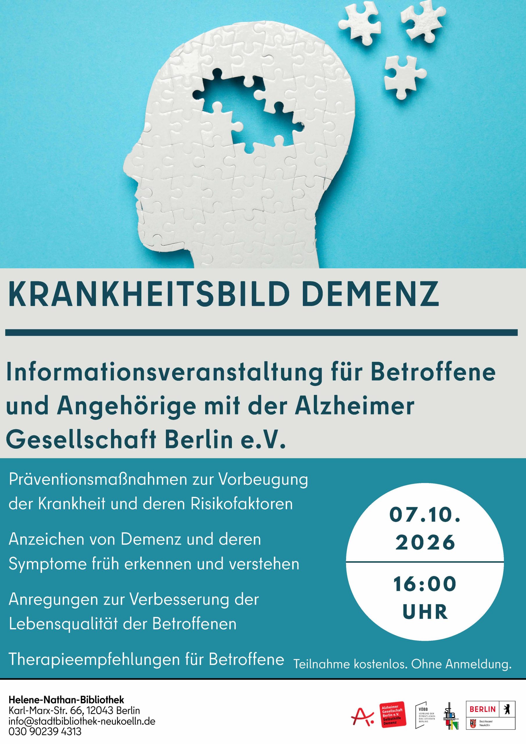 Plakat Infoveranstaltung Krankheitsbild Demenz